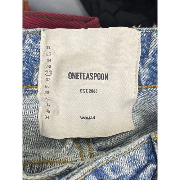 One Teaspoon Awesome Baggies Jeans Light Wash Denim Distressed Kansas Blue Sz 26 - Picture 4 of 8